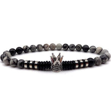 Load image into Gallery viewer, Lava Stone Beads Crown Charm Bracelet
